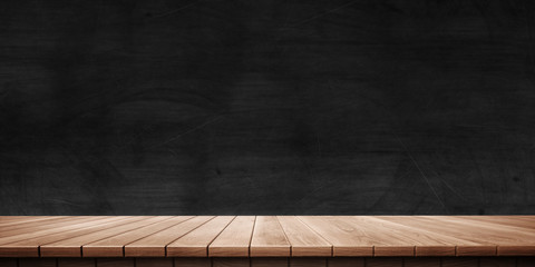 Colorful wooden platform background: blackboard/chalkboard. ( 3D rendering computer digitally generated illustration.)