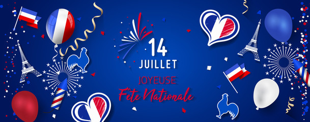 Fototapeta na wymiar Happy Bastille Day (Fête Nationale).