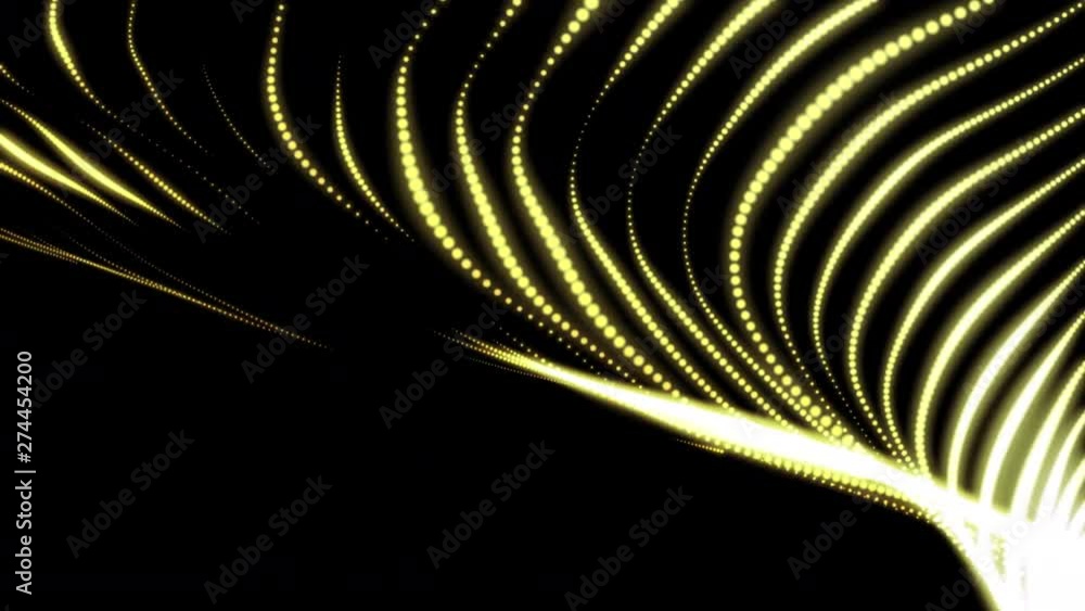 Aufkleber gold wave particles flow abstract motion particle landscape background for cyberspace design