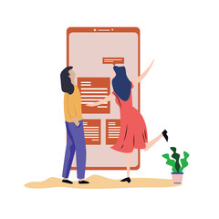 People Work and Interacting Business Technology, Online Shopping Vector Template Design Illustration