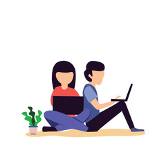 People Work and Interacting Business Technology, Online Shopping Vector Template Design Illustration