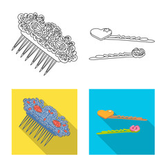 Vector illustration of beauty and fashion logo. Set of beauty and female stock symbol for web.