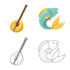 Isolated object of and historic symbol. Set of and country stock vector illustration.