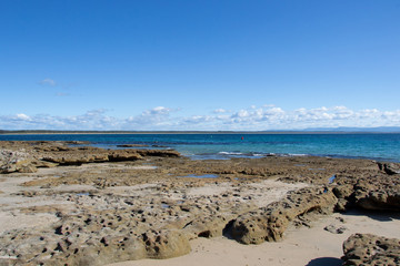 Beautiful rock pool with blue ocean