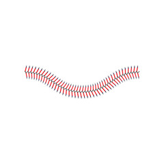 Baseball lace or decorative red seam curved element vector illustration isolated.