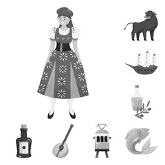 Vector design of and traditional sign. Set of and historic stock vector illustration.