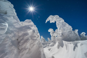 Jeseniky Mountains in winter snow landscape sun 