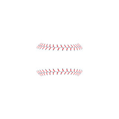 Baseball's softball red stitches or lace vector illustration isolated on white.