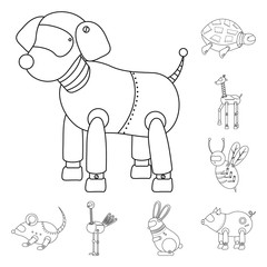 Vector design of toy and automation sign. Set of toy and science stock symbol for web.