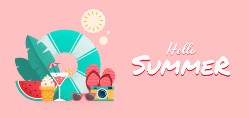 Summer time colorful banner design.