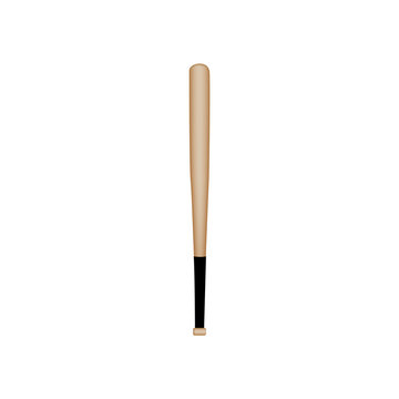 Realistic baseball bat isolated on white background