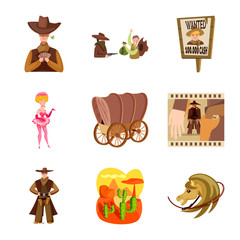 Vector illustration of wild and west logo. Set of wild and american vector icon for stock.