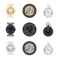 Plakat Isolated object of clock and time symbol. Set of clock and circle vector icon for stock.