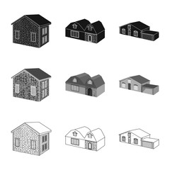 Vector design of facade and housing sign. Collection of facade and infrastructure stock vector illustration.