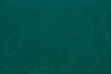 Working place on empty rubbed out on green board chalkboard texture background for classroom or wallpaper, add text message.