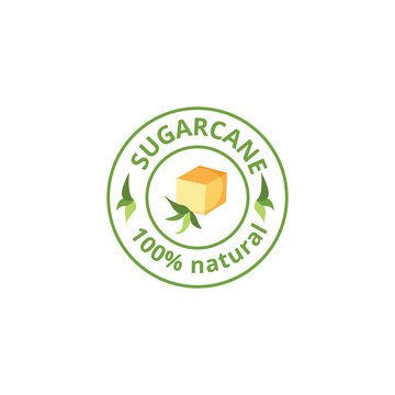 Natural sugar cane cube label for sugarcane produce ad