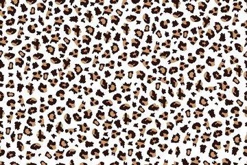White leopard print seamless pattern with brown and black spots, exotic wild animal fur texture for African style wallpaper