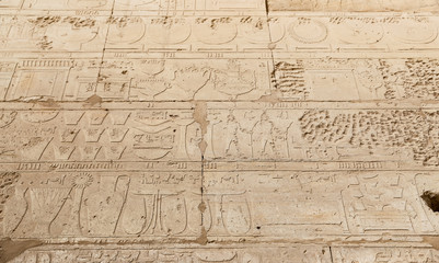 Fototapeta na wymiar Hieroglyphics in Karnak Temple, Luxor, Egypt