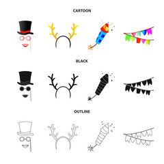Vector design of party and birthday icon. Set of party and celebration stock symbol for web.