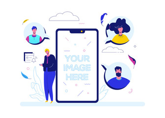 Online meeting - flat design style colorful illustration