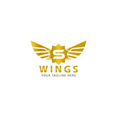 Initial S with the Gold Wings logo is a modern design