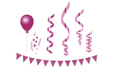 Balloons streamers bunting confetti multi colored 