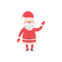 Christmas Santa Claus character in red costume flat vector illustration isolated.