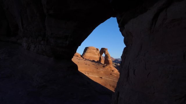 Desert view of Moab at sunset in Utah