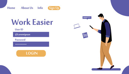 Web page design templates for Work Easier. Modern vector illustration concepts for website and mobile website development