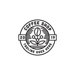 Coffee Shop Logo Design Inspiration with line art vector
