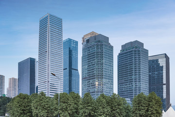 Fototapeta na wymiar modern office buildings and skyscrapers in chongqing city, china.