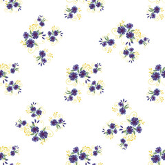 Flower vector. Romantic floral surface design. Spring landscape.