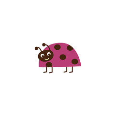 Happy purple ladybug isolated on white background.