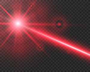 Abstract laser beam. Transparent isolated on black background. Vector illustration.