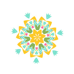 Vector round ornamental contour mandala for coloring book