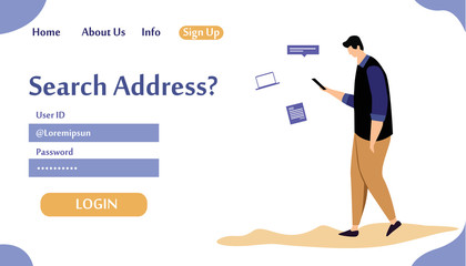 Web page design templates for Search Address. Modern vector illustration concepts for website and mobile website development