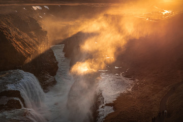 Fototapeta premium Iceland landscape in autumn waterfalls sea iceberg diamond beach black 