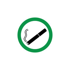 Green cigarette sign for smoking area, round sticker sign for smoke permitted zone in public space