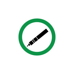 Vaping allowed - green circle icon with vape cigarette symbol.