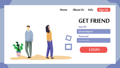 Web page design templates for Get Friend. Modern vector illustration concepts for website and mobile website development