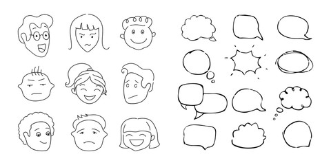 Doodle set. Hand draw design elements pack. Vector.