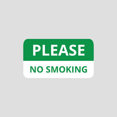 Please no smoking sign in green and white color, smoke restricted area icon