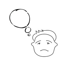 Doodle. Hand draw black and white line vector illustration. Cartoon people faces whith talk buubles.