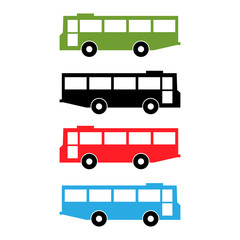Bus icon, flat design, colorful bus, vector.