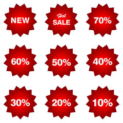 Red new stickers  labels and badges. Design element collection. 