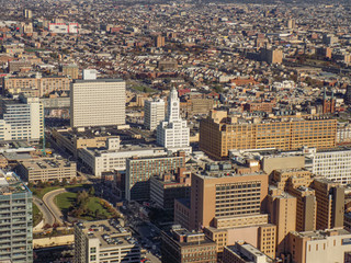 Fototapeta na wymiar Philadelphia Downtown Skyline Scene looking North