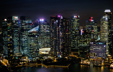  View at Singapore City Skyline, night landscape