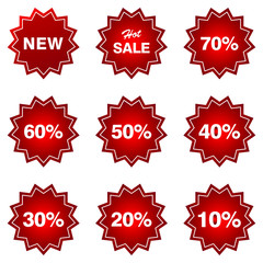 Red new stickers  labels and badges. Design element collection. 