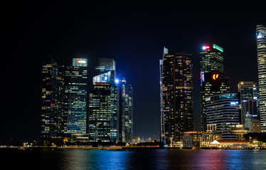 Fototapeta na wymiar View at Singapore City Skyline, night landscape