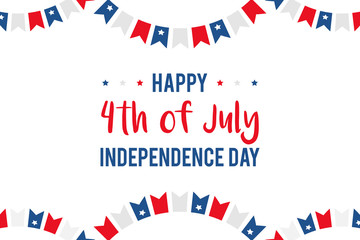 4th of july, independence day in the USA vector illustration, card with garlands and stars.